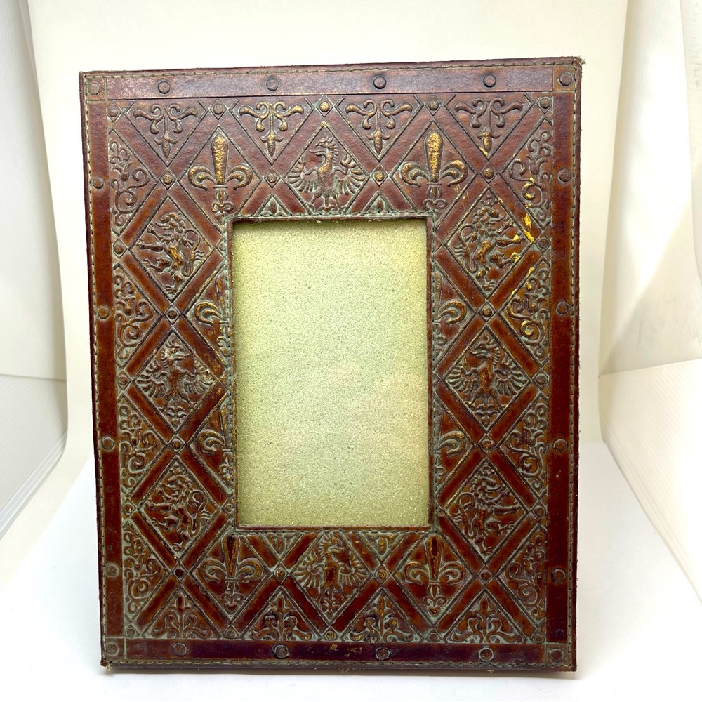 Vintage Genuine Leather Embossed Picture Frame